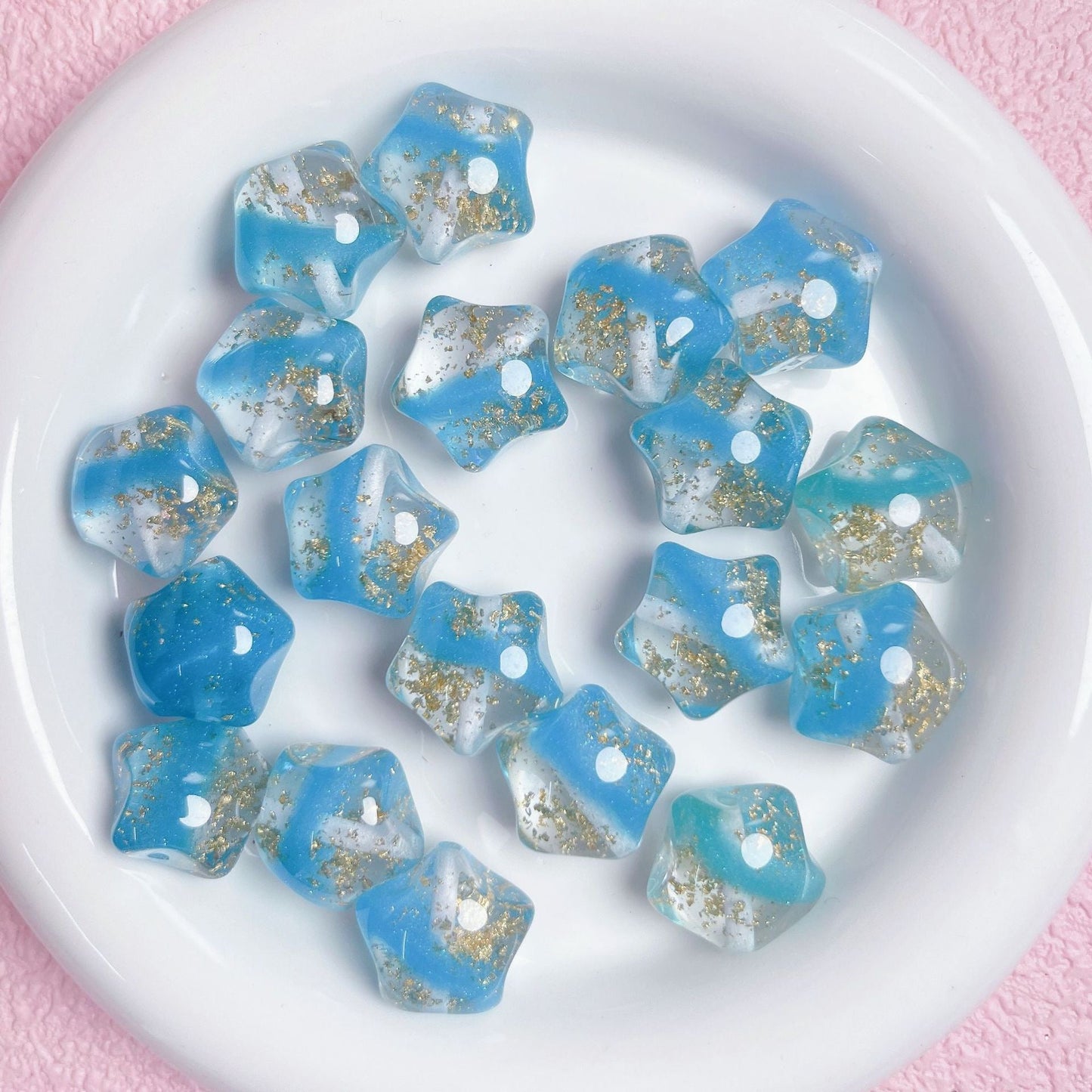 FS1699-20mm*19mm Gold Foil Resin Beads Fit For Beadable Pens