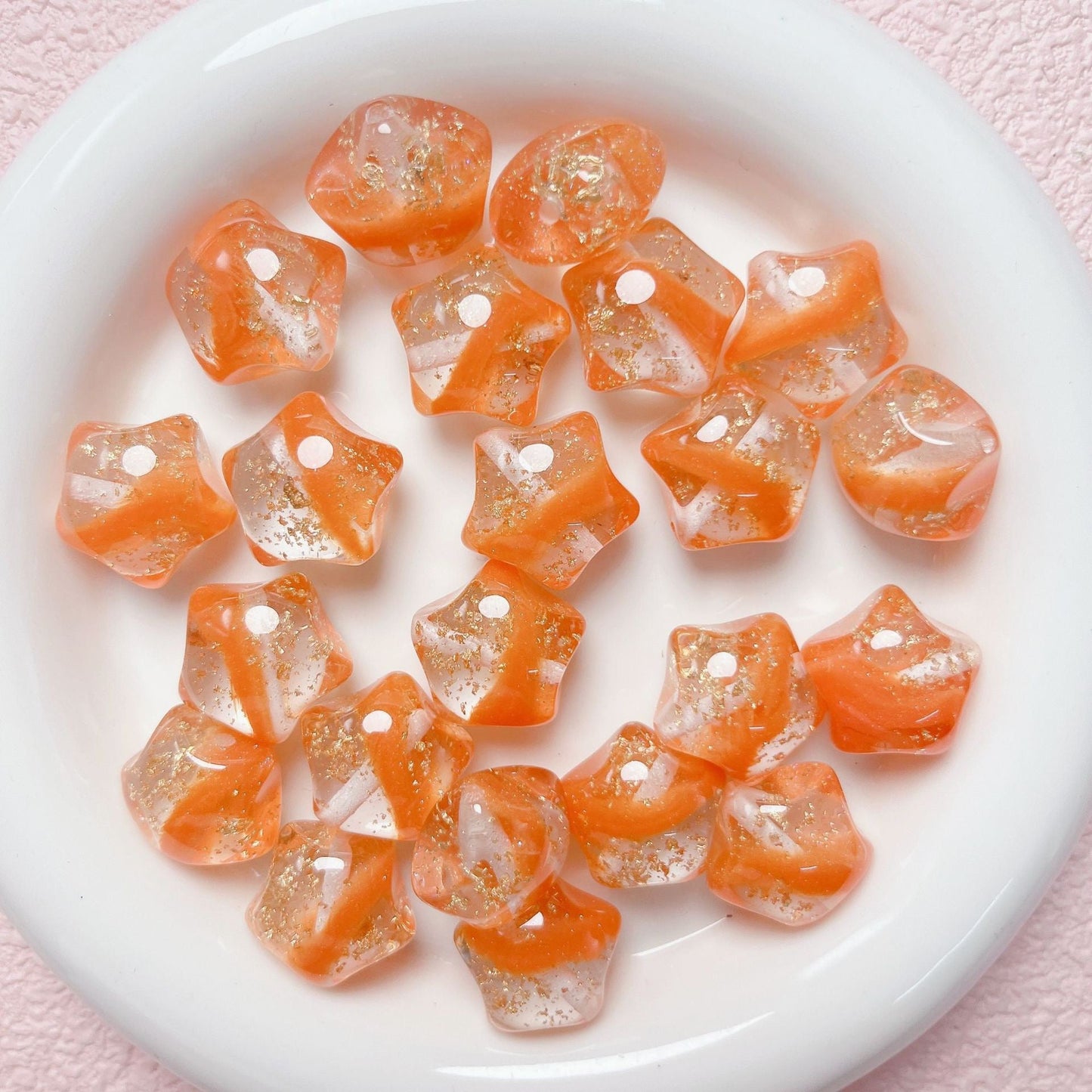 FS1699-20mm*19mm Gold Foil Resin Beads Fit For Beadable Pens