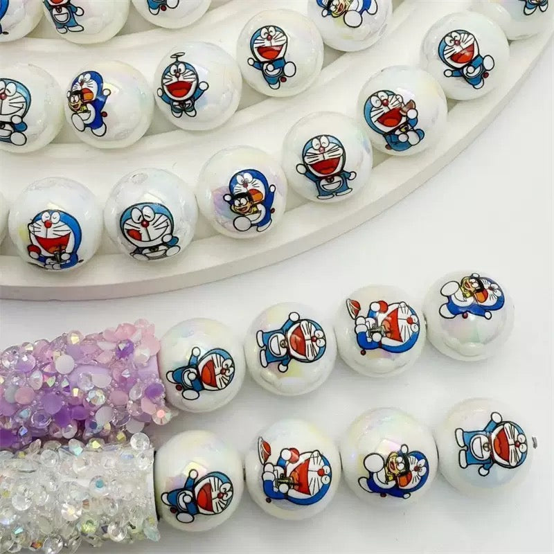 FS4267-16MM UV Coating Doraemon Printed Acrylic Beads Fit For Beadable Pens