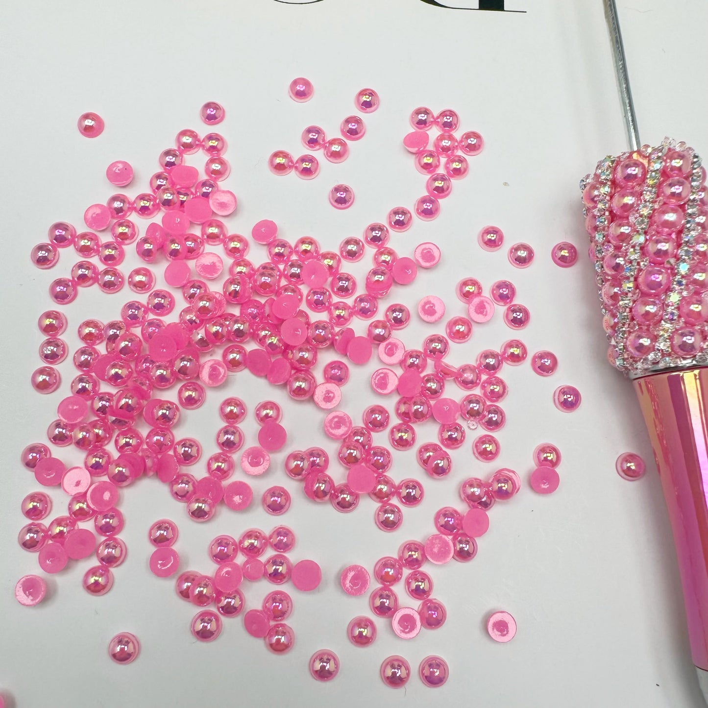 FS3639-4mm AB Half Pearl Looking Half Acrylic Pearl Patch For Making Fancy Beads Or Fancy Pen