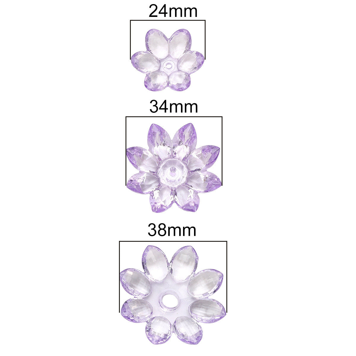 FS2307-Clear Color Lotus Flower (1 Set=24MM Size +34MM Size +38MM Size )