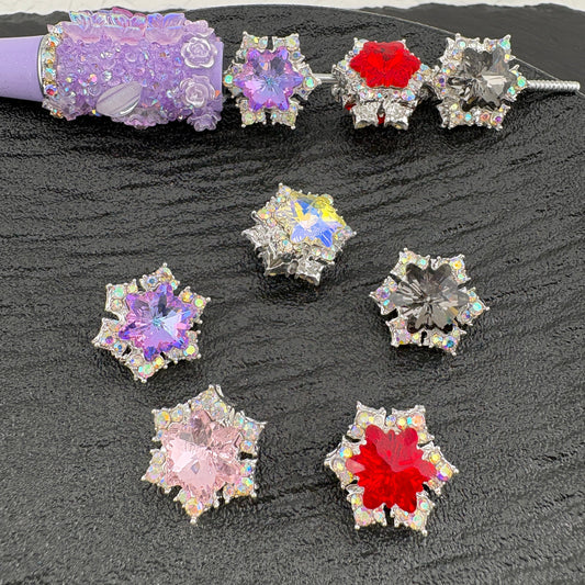 FS2613- 18mm Crystal Star Snowflake Alloy Beads fit pens Mixed Color