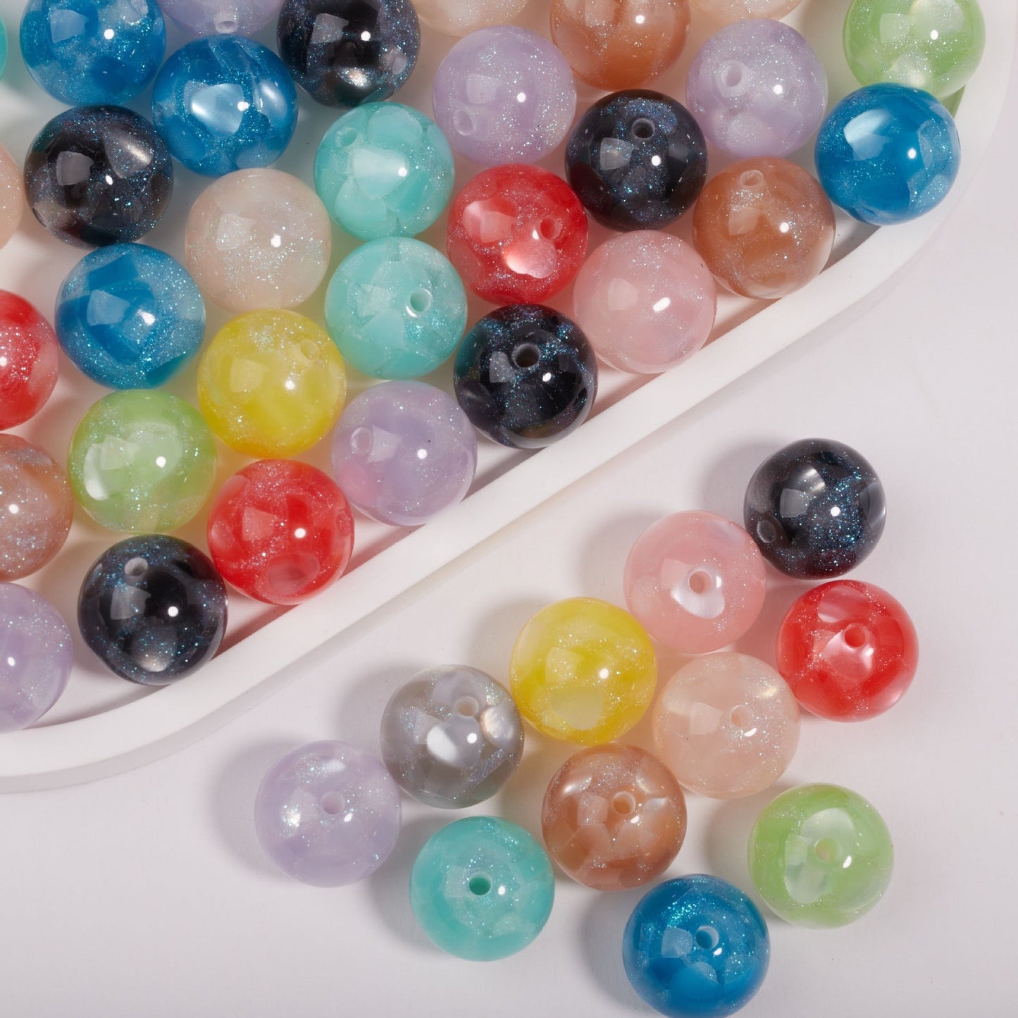 FS1935-Gliter Heart Resin Beads Fit For Beadable Pens