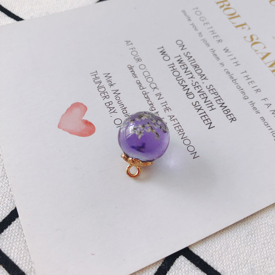 FS3460- 16MM Real Dried Flower Resin Glass Charms For Making Car Hangers