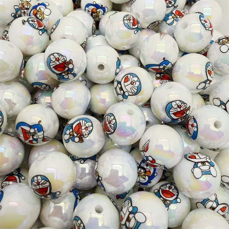 FS4267-16MM UV Coating Doraemon Printed Acrylic Beads Fit For Beadable Pens