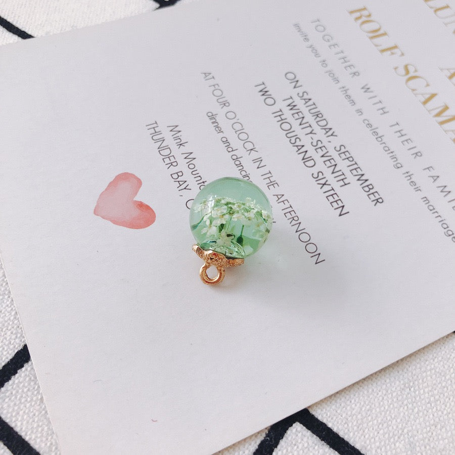 FS3460- 16MM Real Dried Flower Resin Glass Charms For Making Car Hangers
