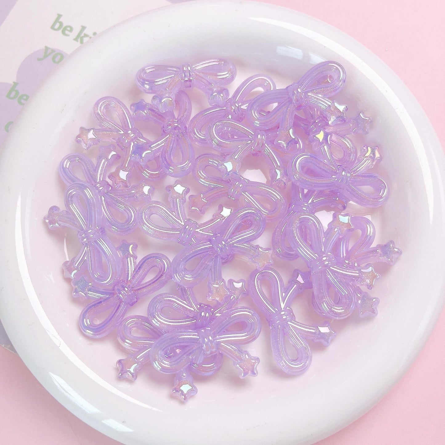 FS1652-Five Cornered Jelly Colored Butterfly Bow Acrylic Beads