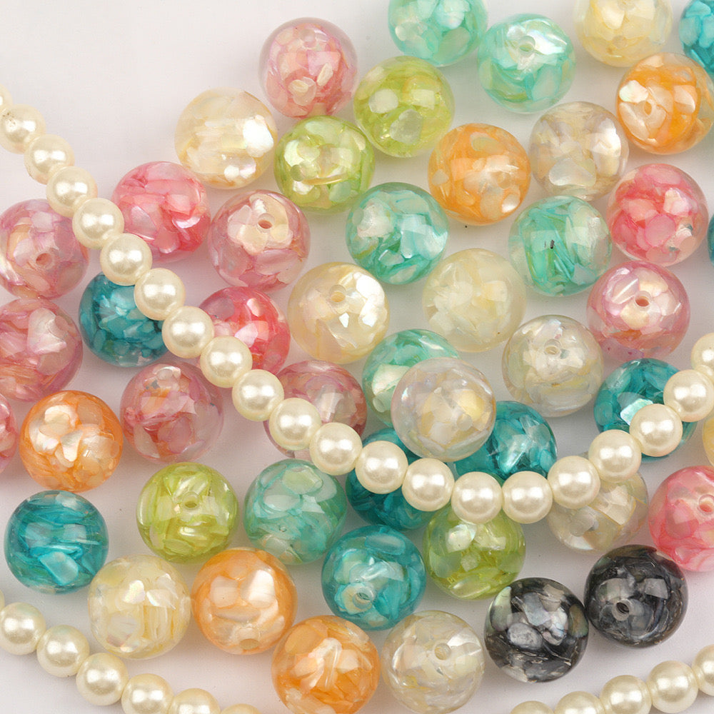 FS1226- 16mm Shell Glitter Resin Beads
