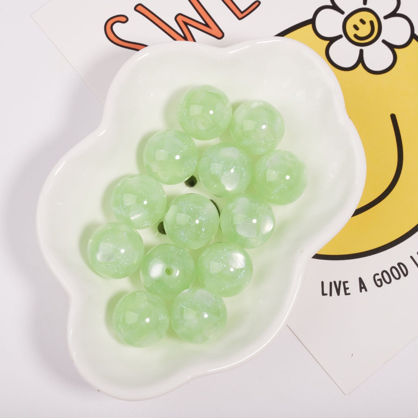 FS1935-Gliter Heart Resin Beads Fit For Beadable Pens
