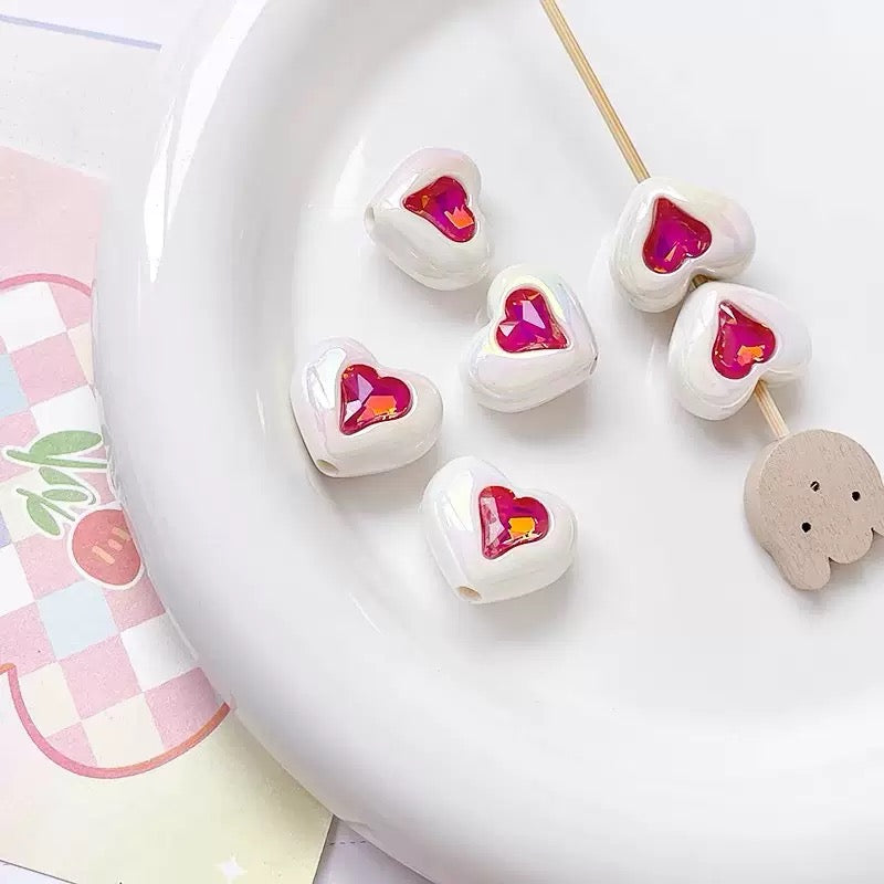 FS2531-Ramdom Mixed Color Heart Shape Acrylic Beads Fit For Beadable Pens