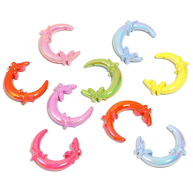 FS2491- 41mm Two Hole Random Mixed Color Butterfly Moon Acrylic Beads Fit For Beadable Pens