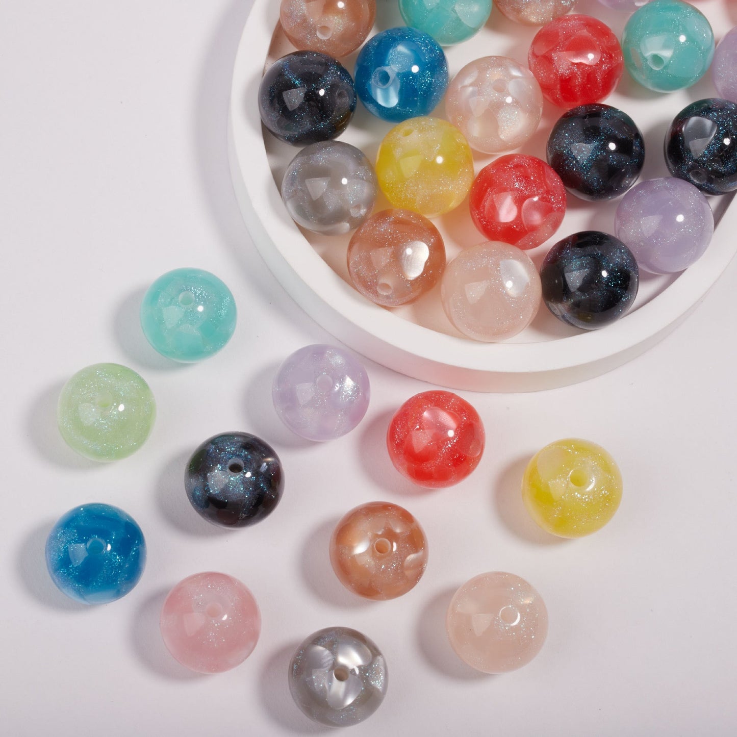 FS1935-Gliter Heart Resin Beads Fit For Beadable Pens
