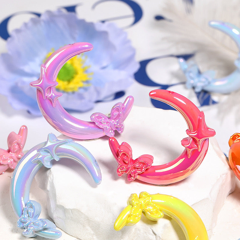 FS2491- 41mm Two Hole Random Mixed Color Butterfly Moon Acrylic Beads Fit For Beadable Pens