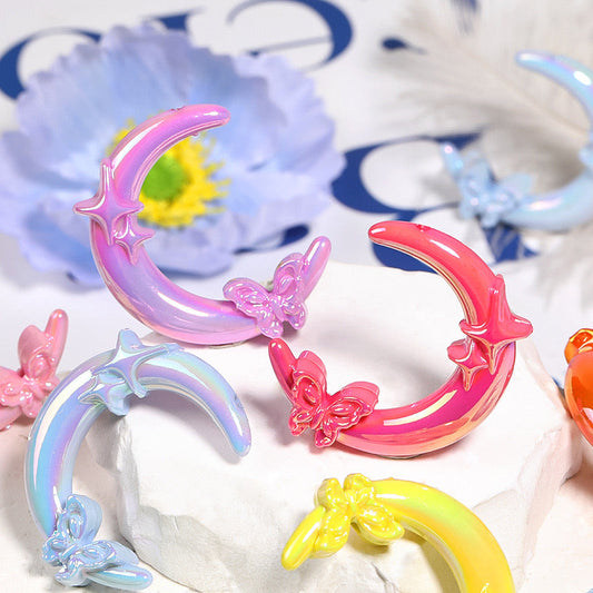 FS2491- 41mm Two Hole Random Mixed Color Butterfly Moon Acrylic Beads Fit For Beadable Pens