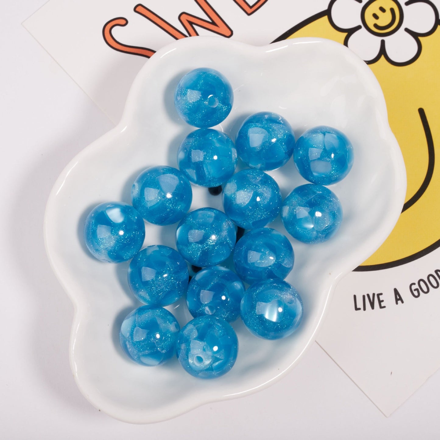 FS1935-Gliter Heart Resin Beads Fit For Beadable Pens