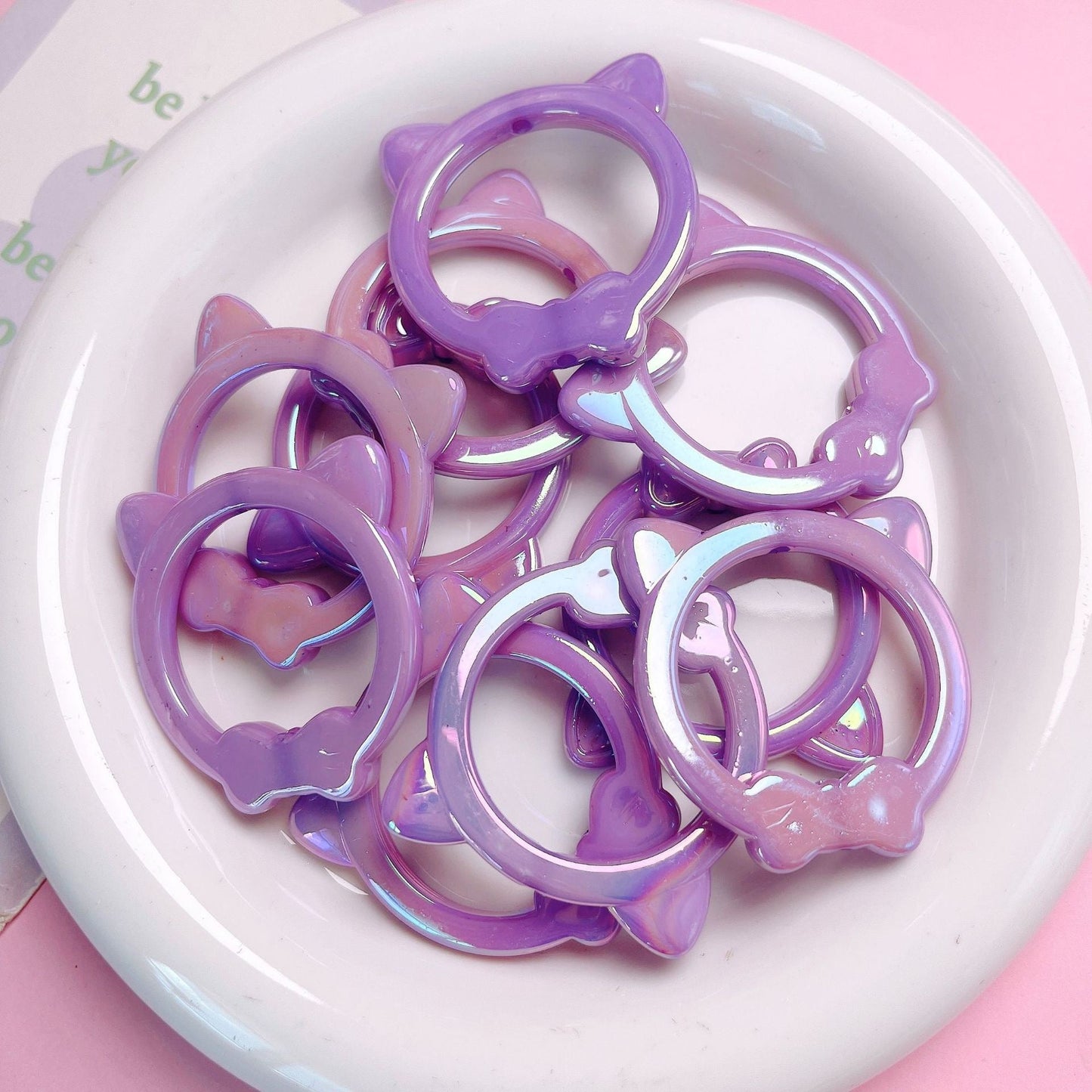 FS2459-40¡Á40mm UV Shiny Color Cat Head Bead Frame Acrylic Beads Fit For Beadable Pens