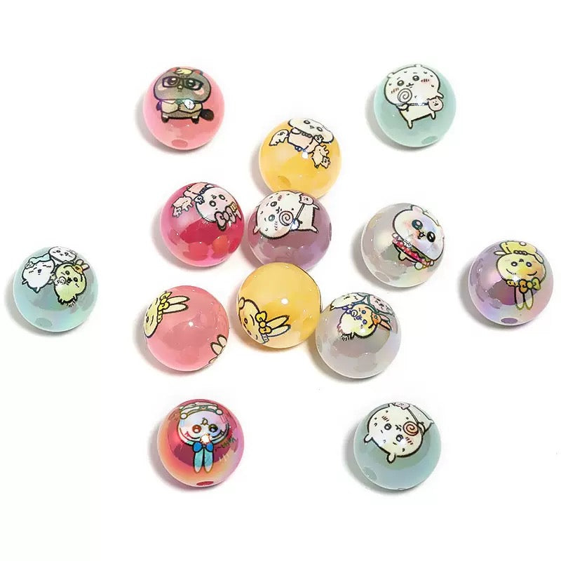 FS4261-16mm UV Coating Printed Acrylic Beads Fit For Beadable Pens
