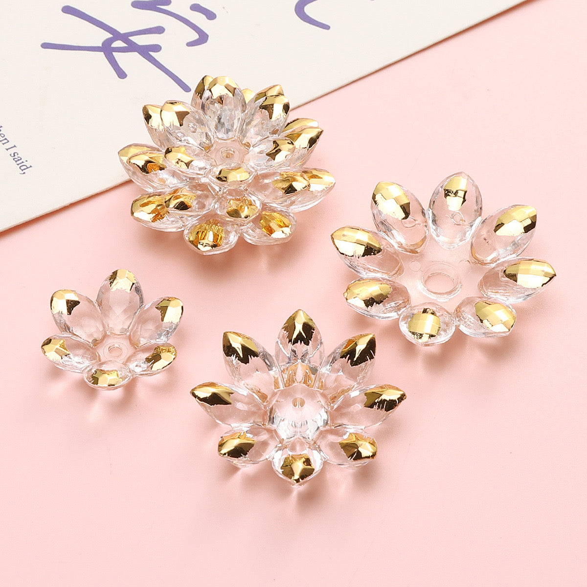 FS2307-Clear Color Lotus Flower (1 Set=24MM Size +34MM Size +38MM Size )