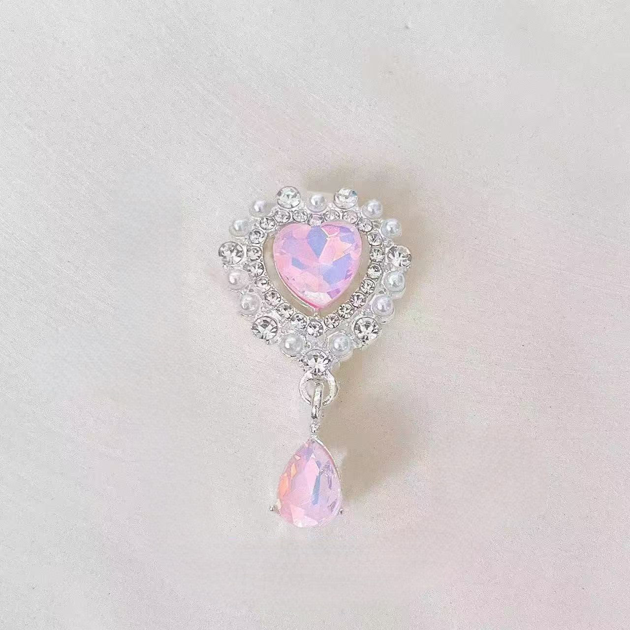 FS5262- 22*27mm Heart Metal Charms With Water Drop Heart-shaped Metal Patches With Water Drop Pendants