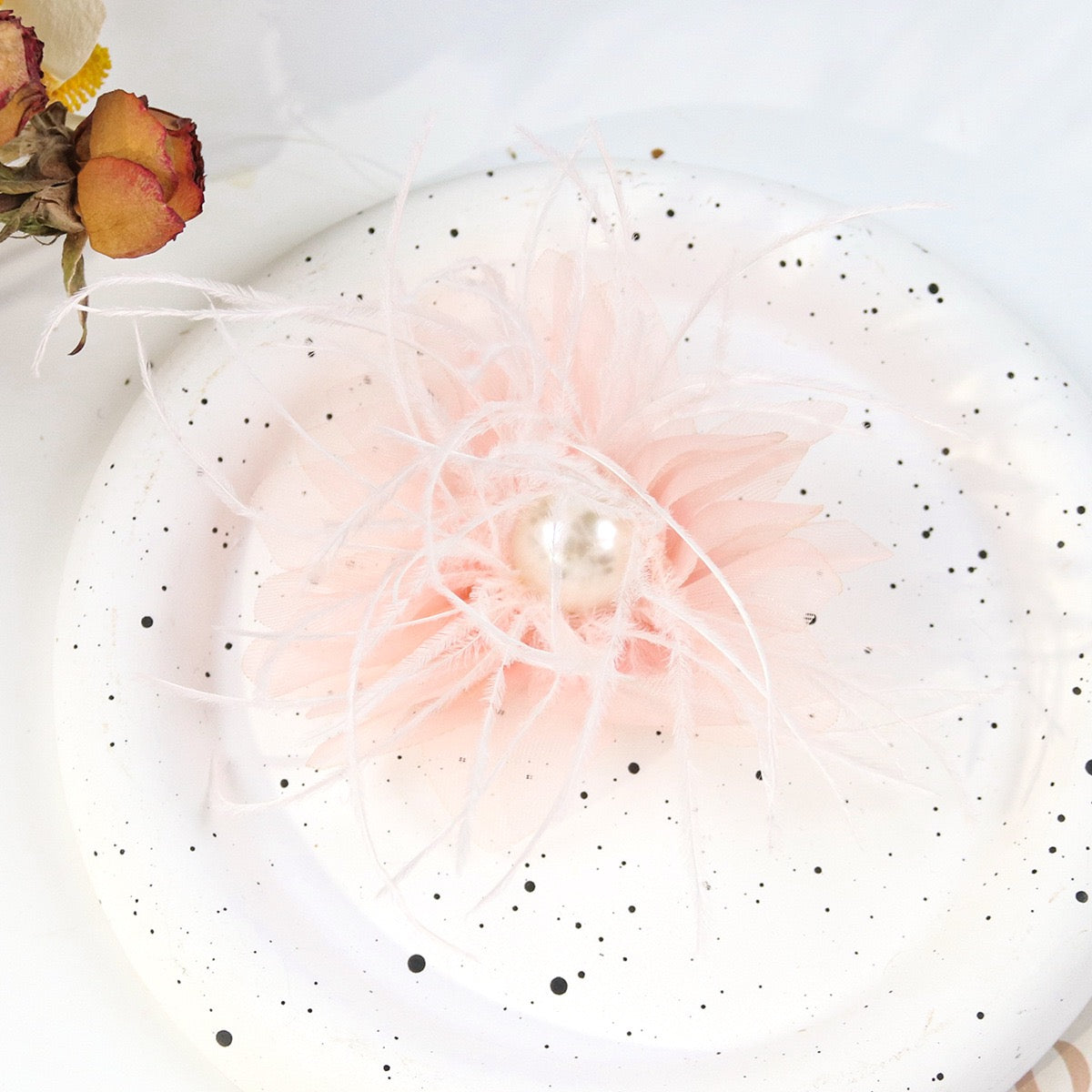 FS3036- 7¡Á5cm Farbic Flower With Feather For Making Fancy Beads
