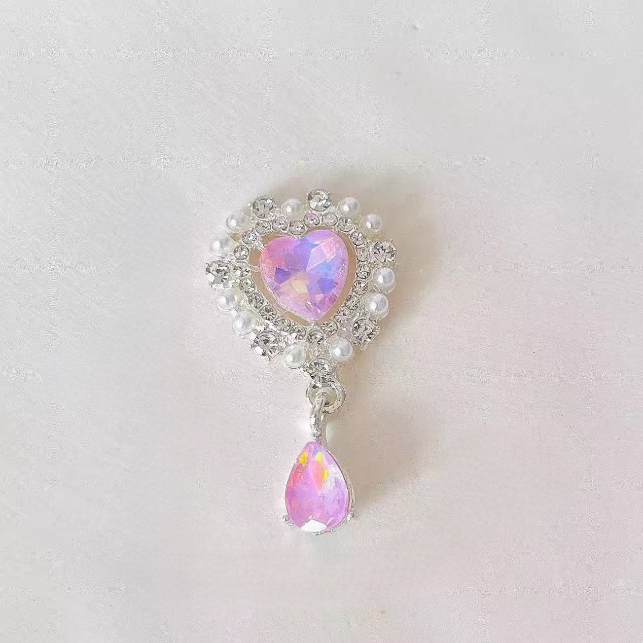 FS5262- 22*27mm Heart Metal Charms With Water Drop Heart-shaped Metal Patches With Water Drop Pendants