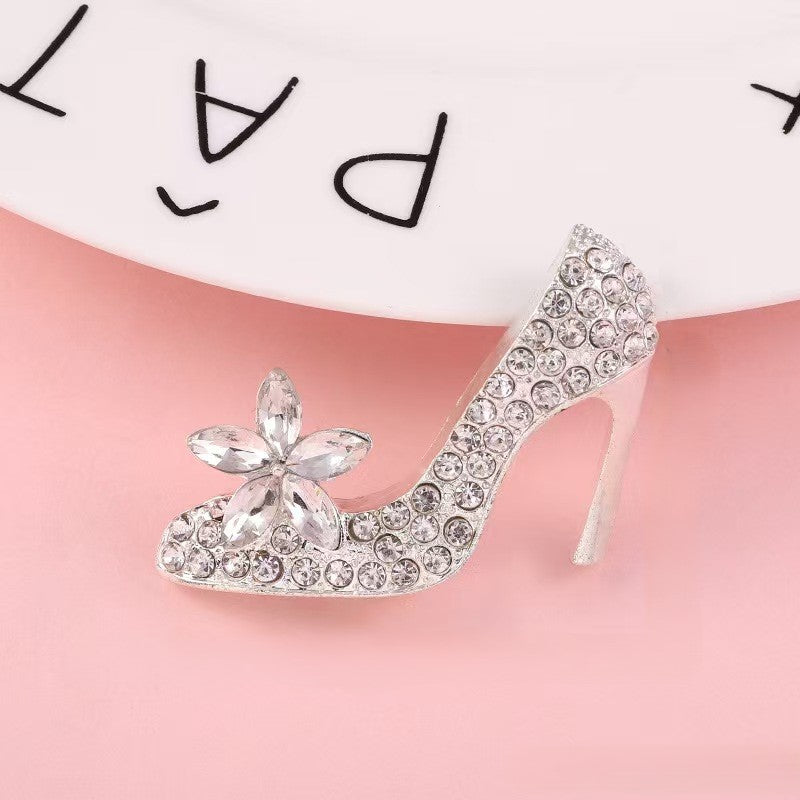 FS5322-47*31.5mm Alloy Inlaid Diamond Flower High Heels With Metal Patches