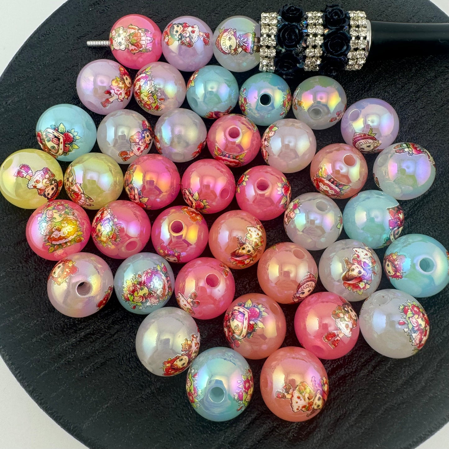 FS1998-Cute Girl Printed Acrylic Beads Fit For Beadable Pens