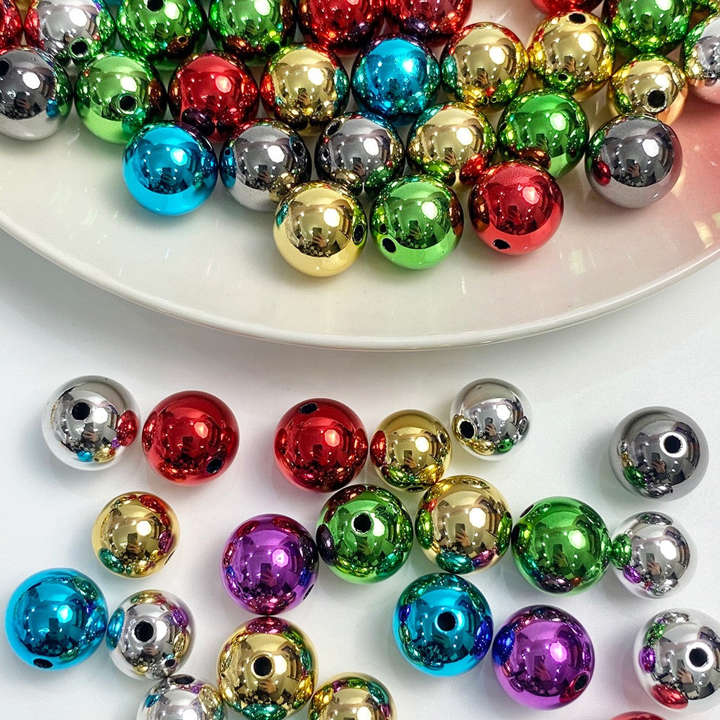 FS1709-16MM Metallic Acrylic Beads Fit For Beadable Pens