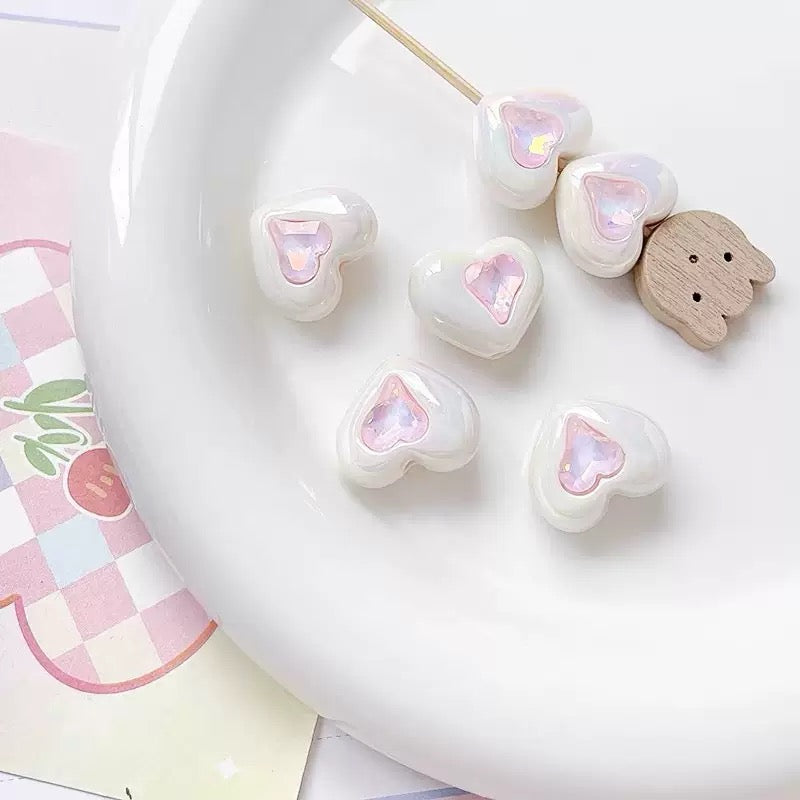 FS2531-Ramdom Mixed Color Heart Shape Acrylic Beads Fit For Beadable Pens