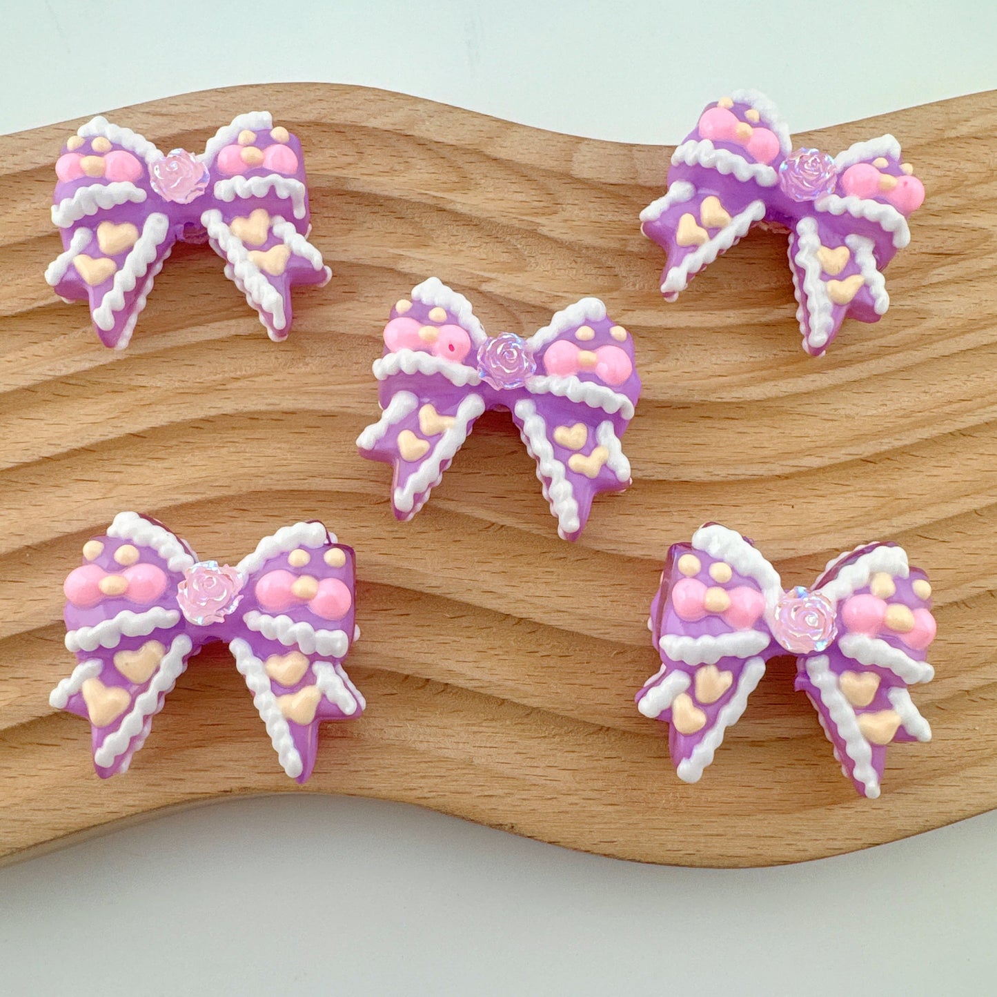 FS3040-7 Pieces Random Mixed Color Bow Hand Painted Acrylic Beads Fit For Beadable Pens