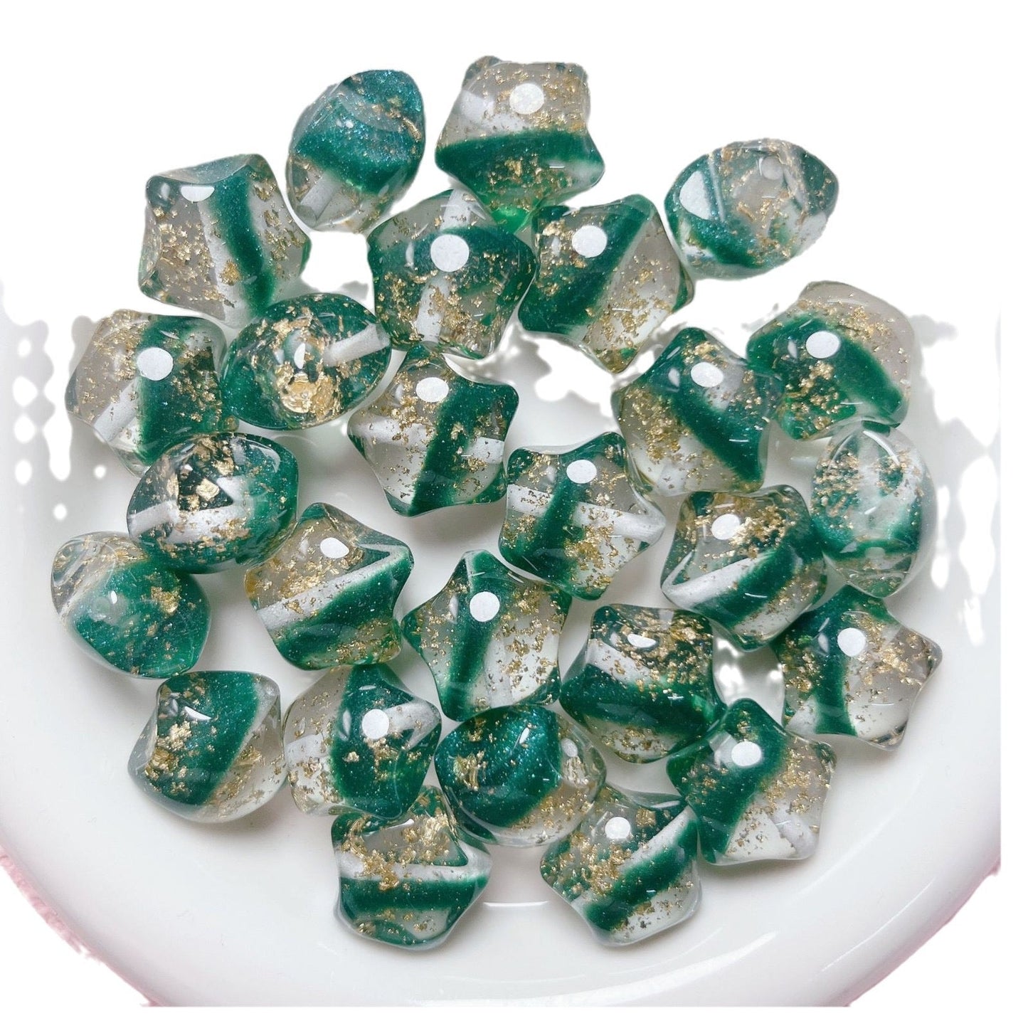 FS1699-20mm*19mm Gold Foil Resin Beads Fit For Beadable Pens