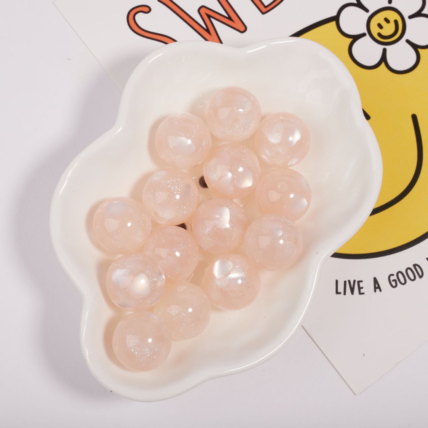 FS1935-Gliter Heart Resin Beads Fit For Beadable Pens