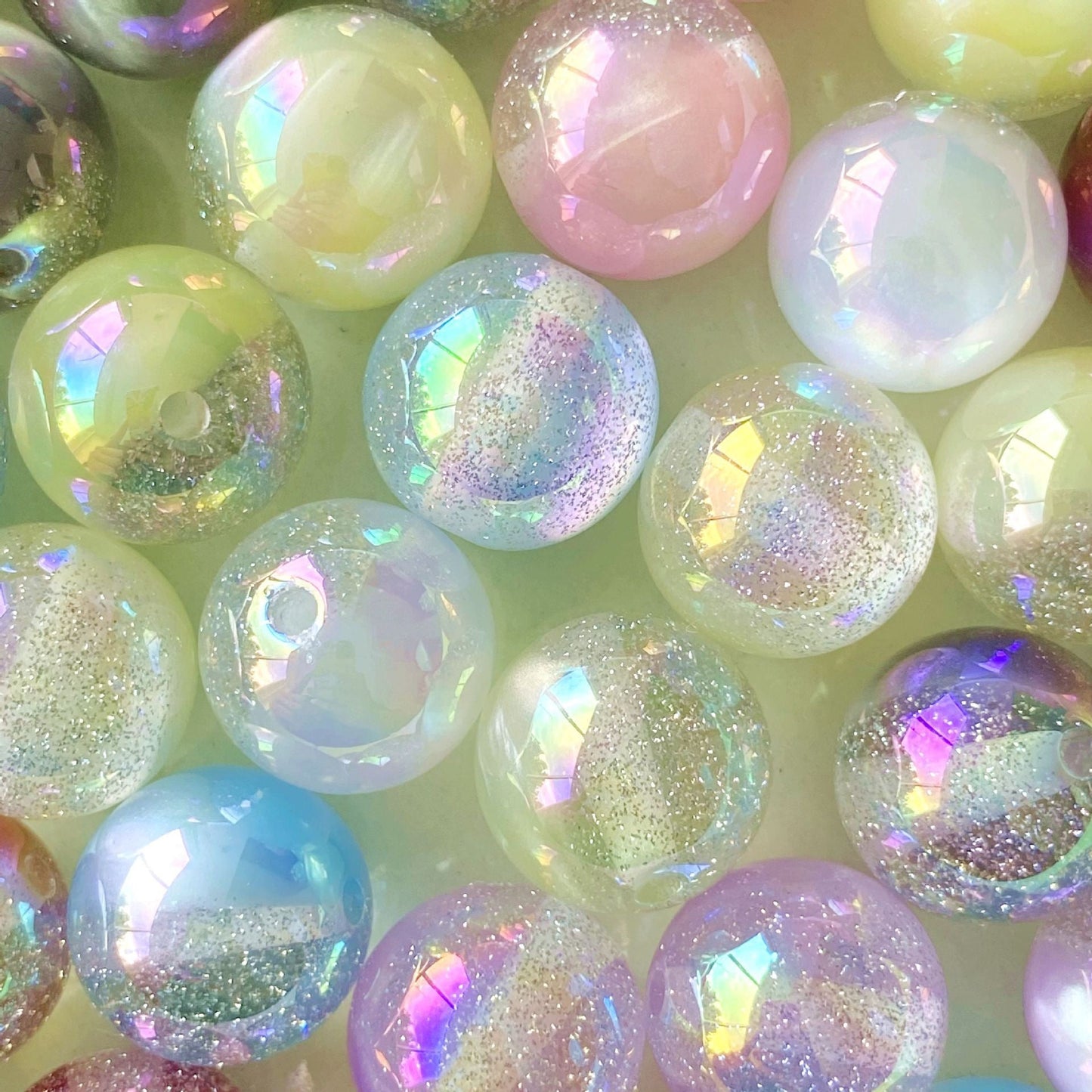 FS0082-Random Mixed Color 10MM UV Gradient Color Glitter Resin Beads Fit For Beadable Pens