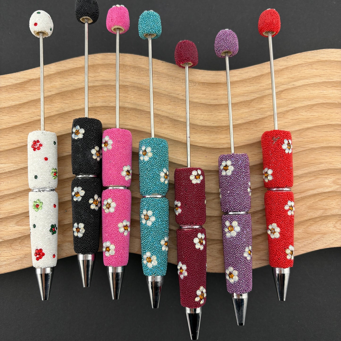 FS2494- Mini Glass Beads and Diamonds Flower Pens