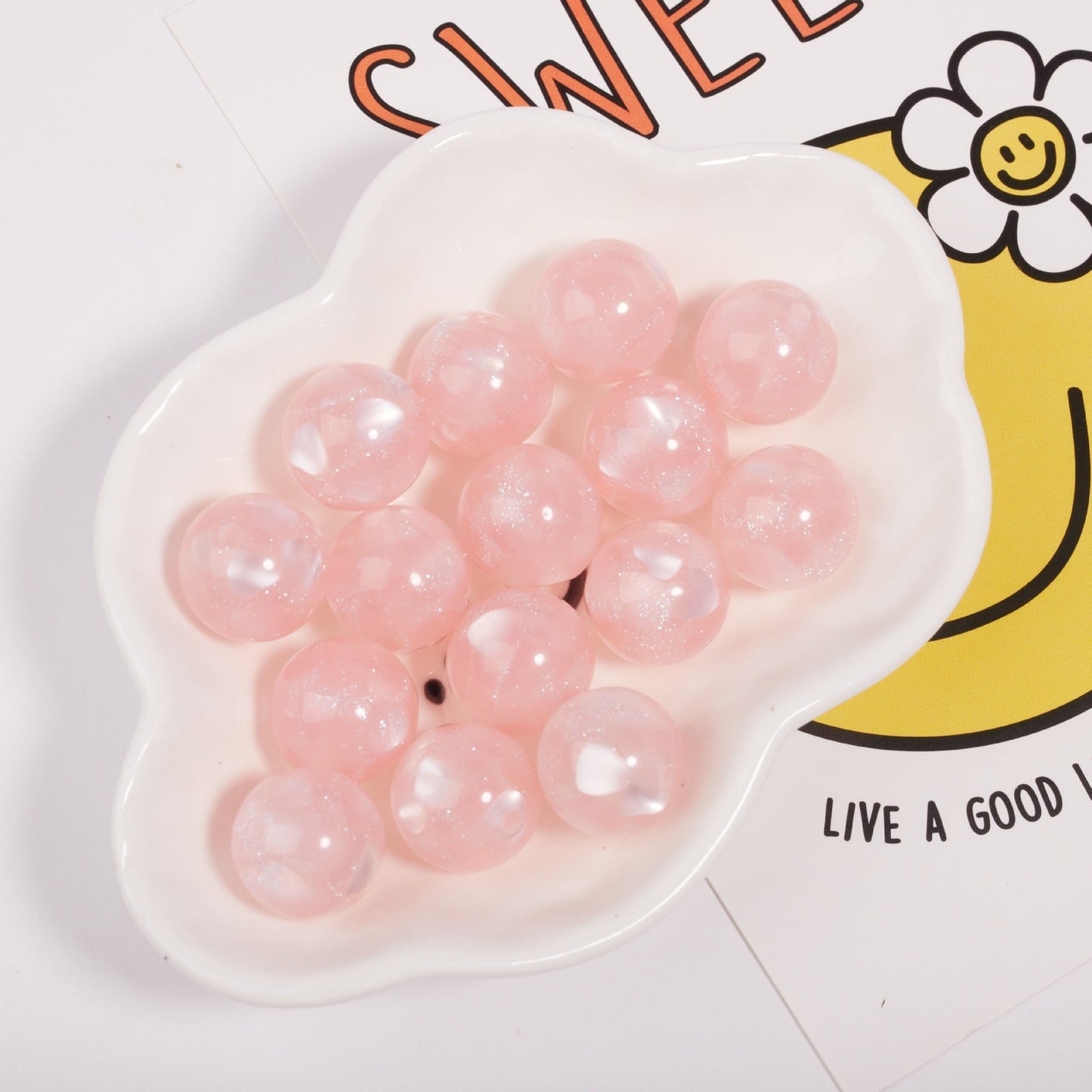 FS1935-Gliter Heart Resin Beads Fit For Beadable Pens