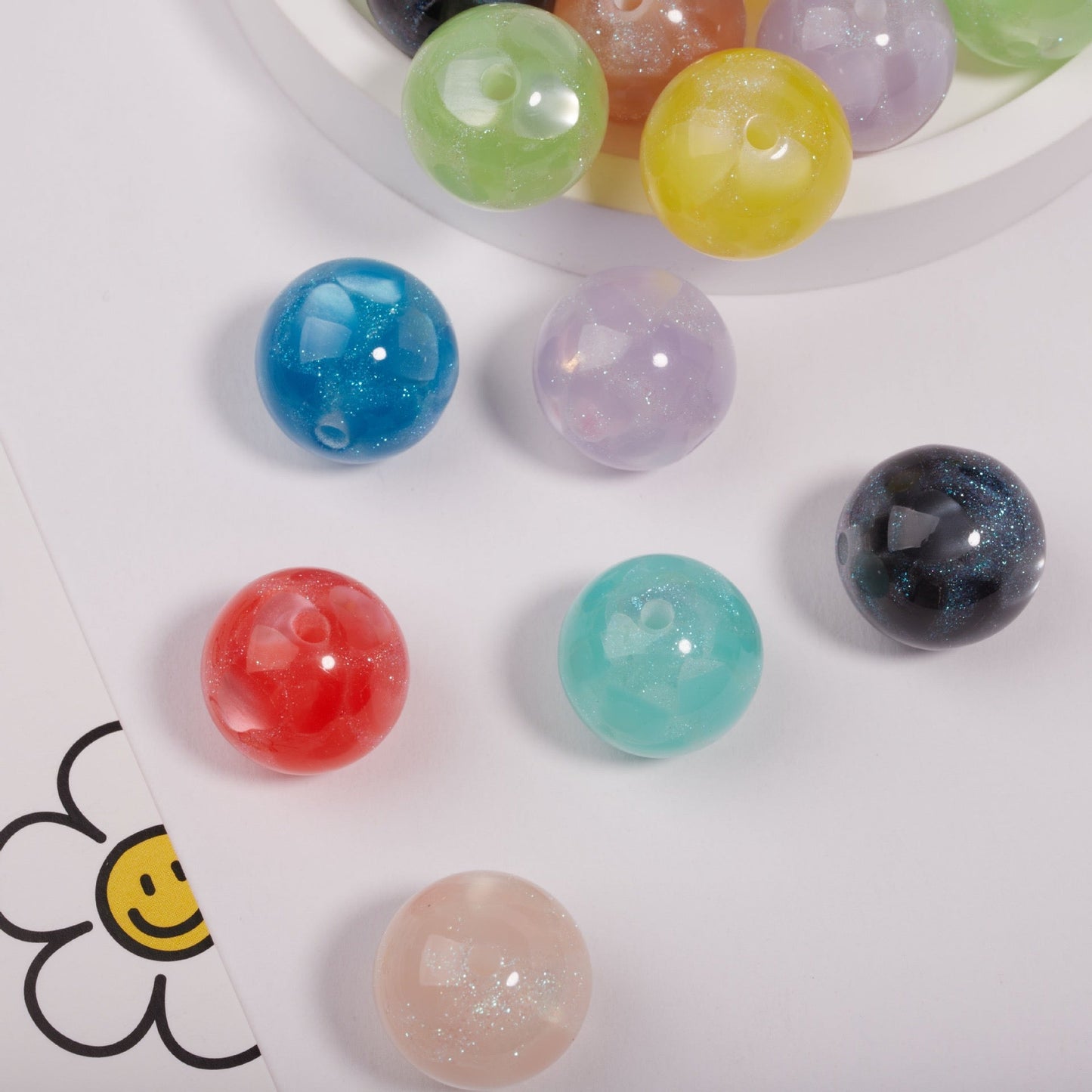 FS1935-Gliter Heart Resin Beads Fit For Beadable Pens