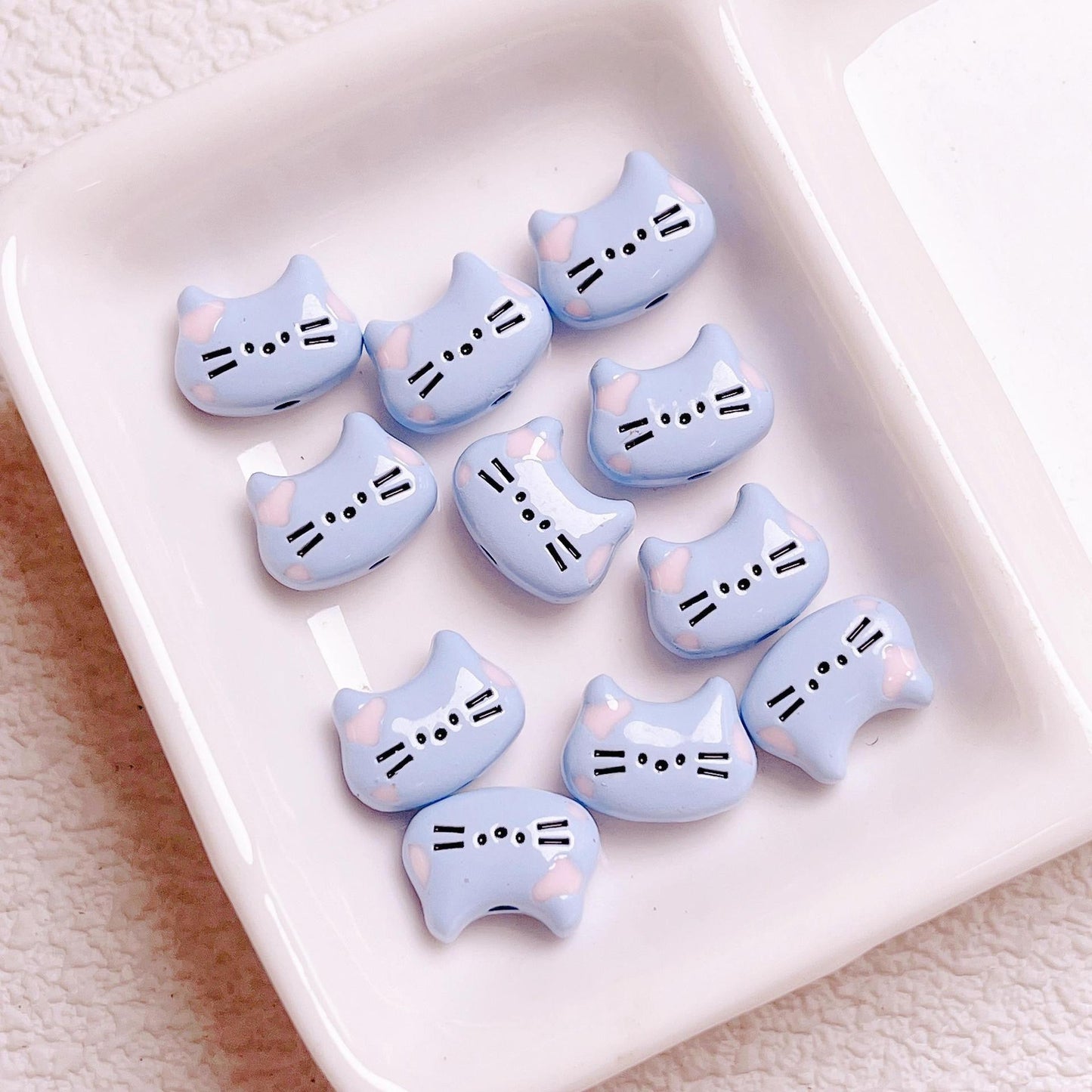 FS2512-12MM Random Mixed Color Cute Cat Head Metal Beads For Making Keychain