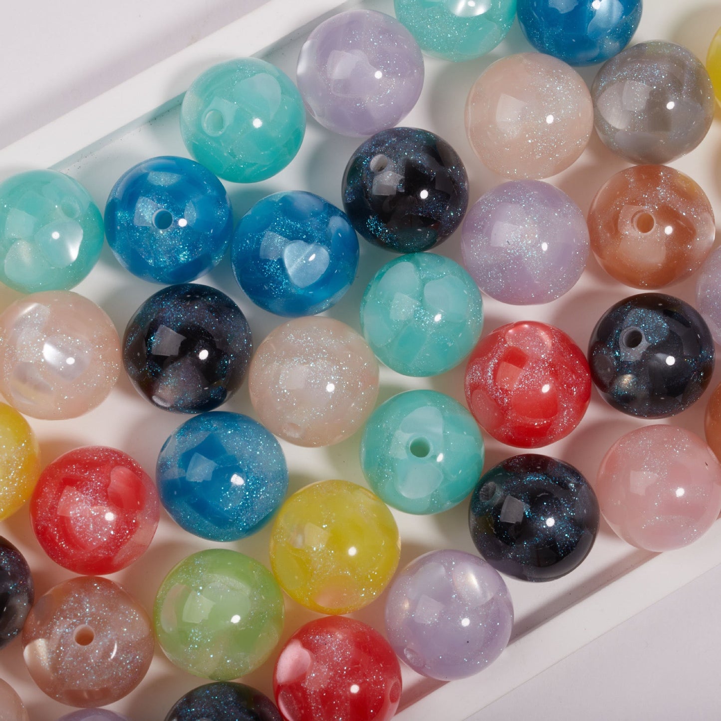 FS1935-Gliter Heart Resin Beads Fit For Beadable Pens