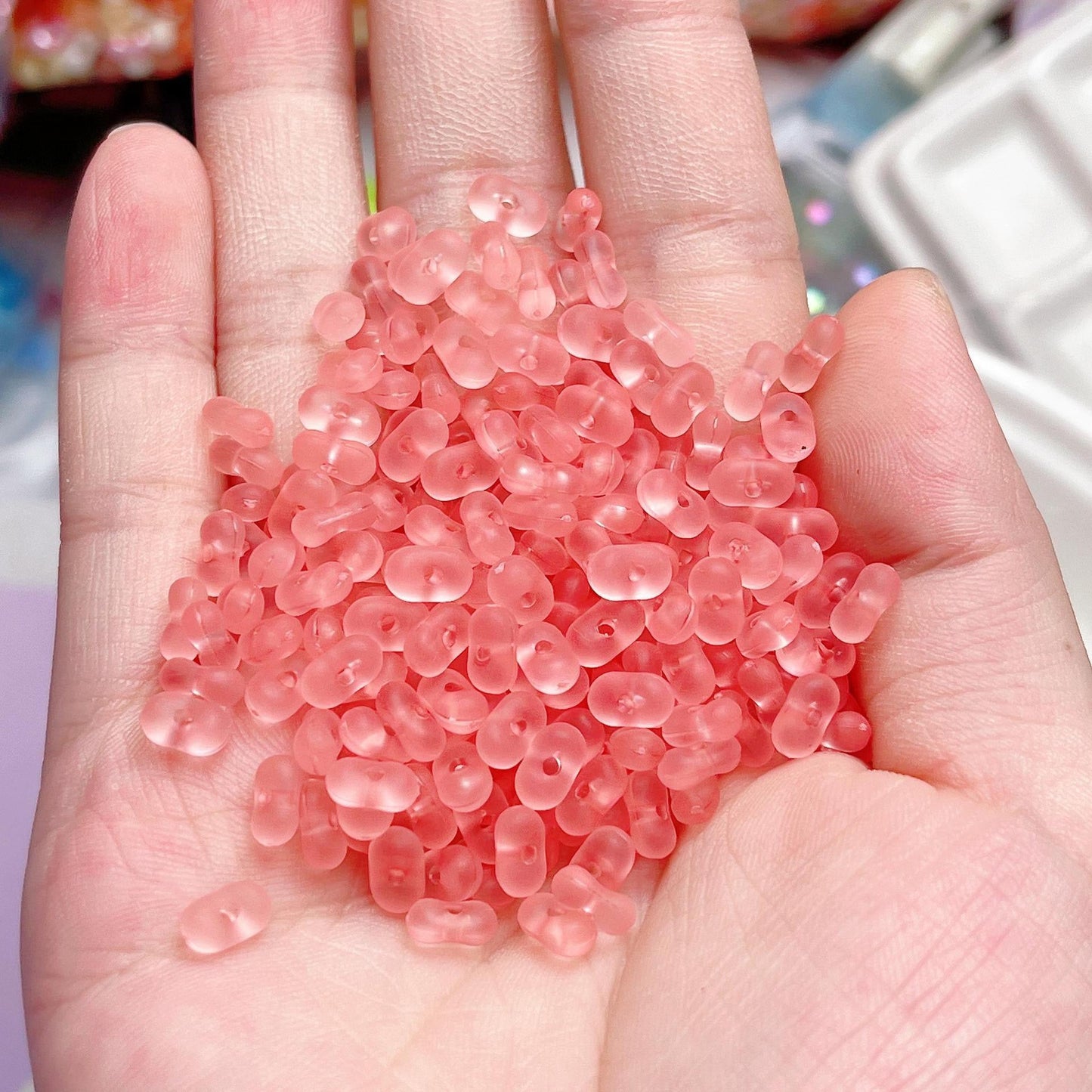 FS2381-3¡Á6mm Clear Frosted Peanut Acrylic Beads For Making Key Chain
