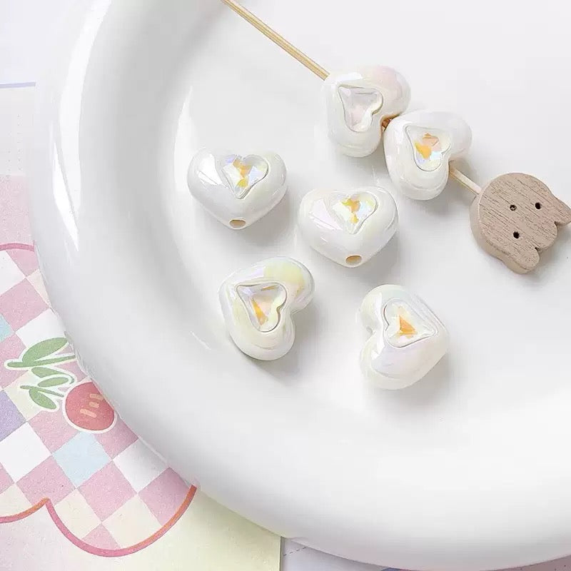 FS2531-Ramdom Mixed Color Heart Shape Acrylic Beads Fit For Beadable Pens