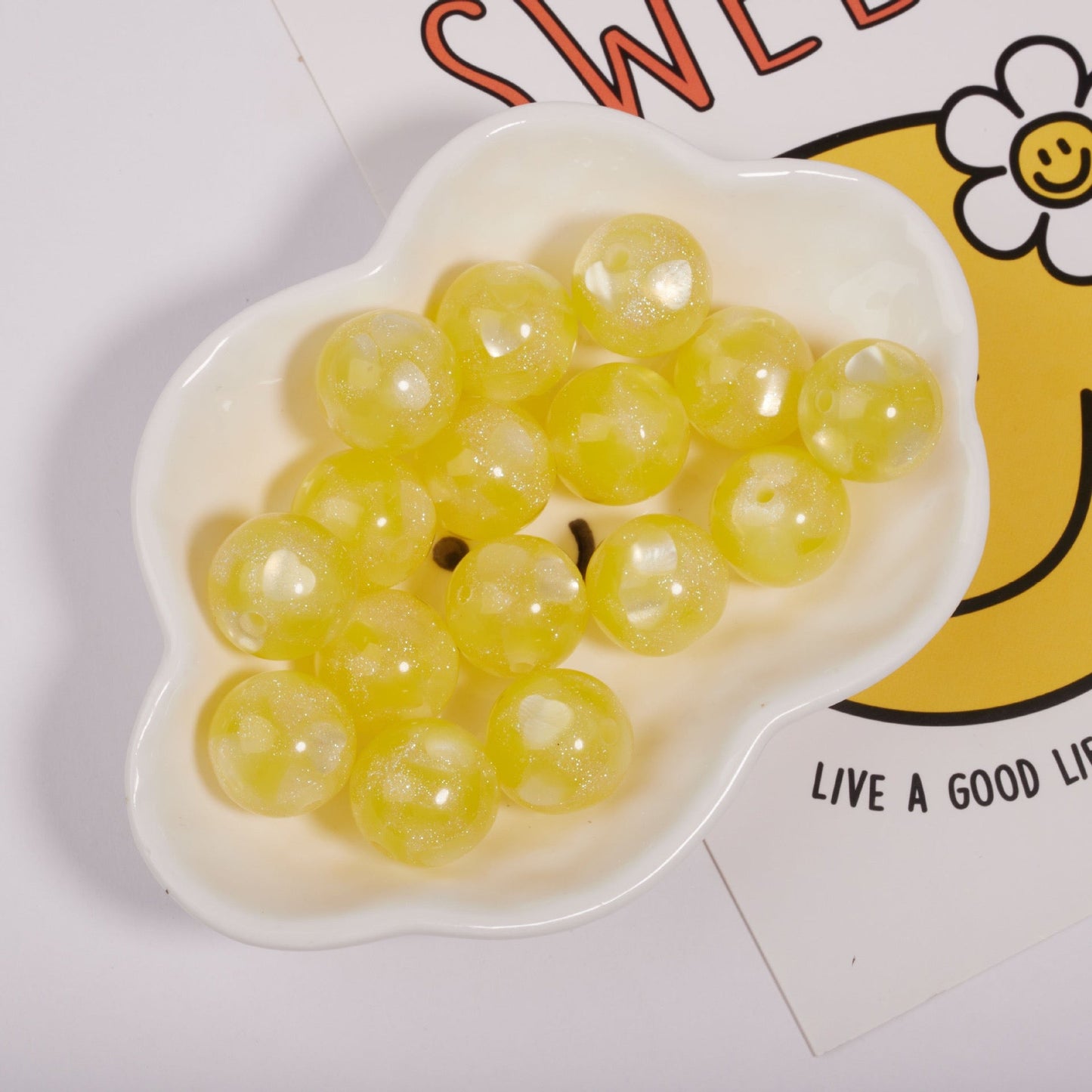 FS1935-Gliter Heart Resin Beads Fit For Beadable Pens