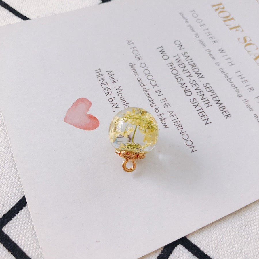 FS3460- 16MM Real Dried Flower Resin Glass Charms For Making Car Hangers