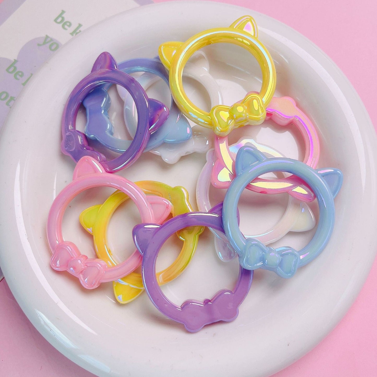 FS2510-40¡Á40MM UV Shiny Cat Head Bead Frame Acrylic Beads Fit For Beadable Pens
