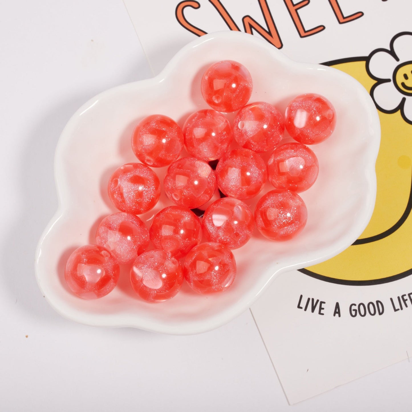 FS1935-Gliter Heart Resin Beads Fit For Beadable Pens