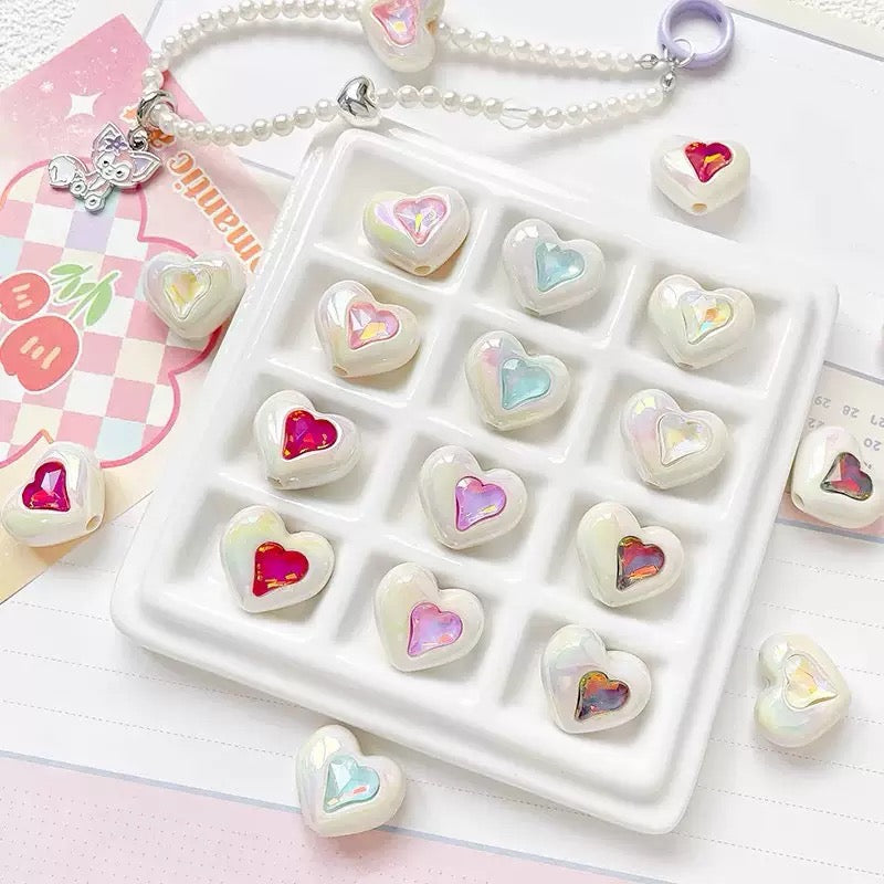 FS2531-Ramdom Mixed Color Heart Shape Acrylic Beads Fit For Beadable Pens