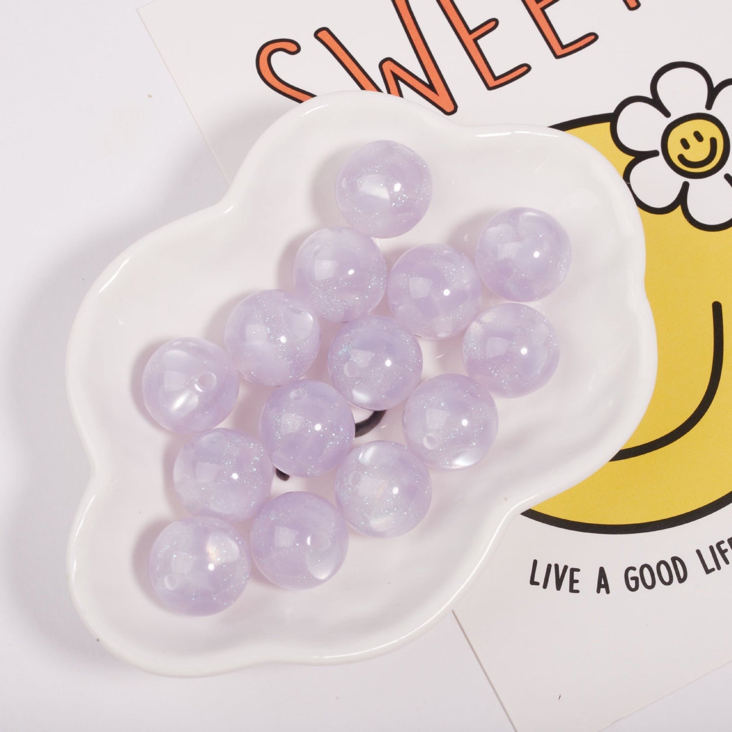 FS1935-Gliter Heart Resin Beads Fit For Beadable Pens