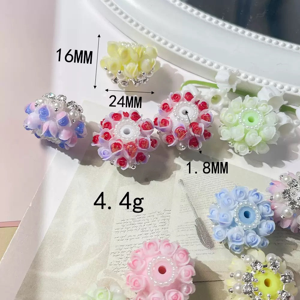 FS3999-Random Mixed Color 3D Flower Resin Beads Fit For Beadable Pens