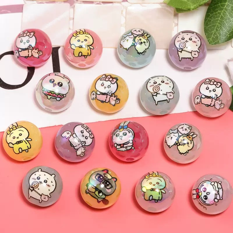 FS4261-16mm UV Coating Printed Acrylic Beads Fit For Beadable Pens