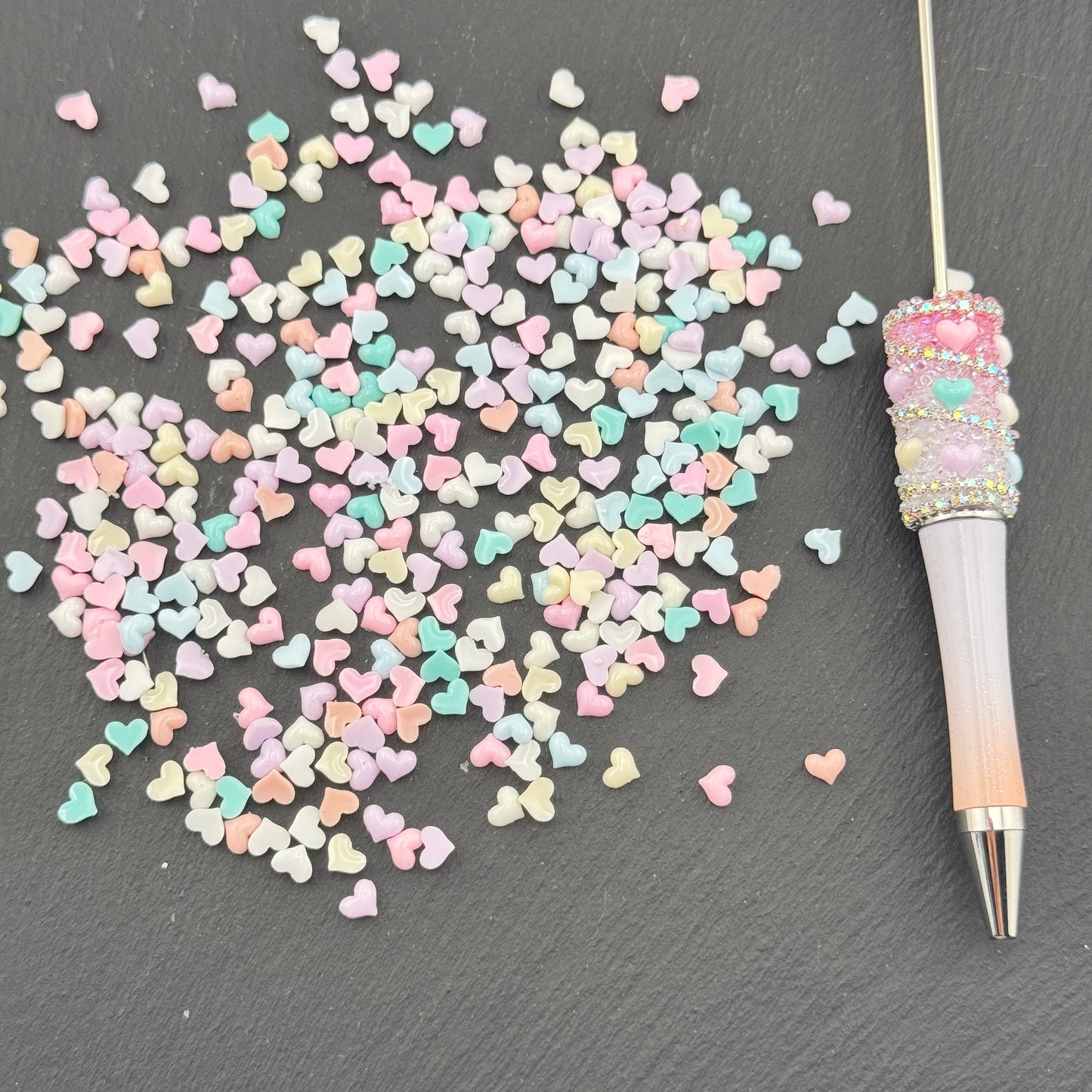 FS5380-About 5mm*5mm Random Mixed Color Resin Heart Nail Charms For Making Fancy Beads Or Fancy Beadable Pens
