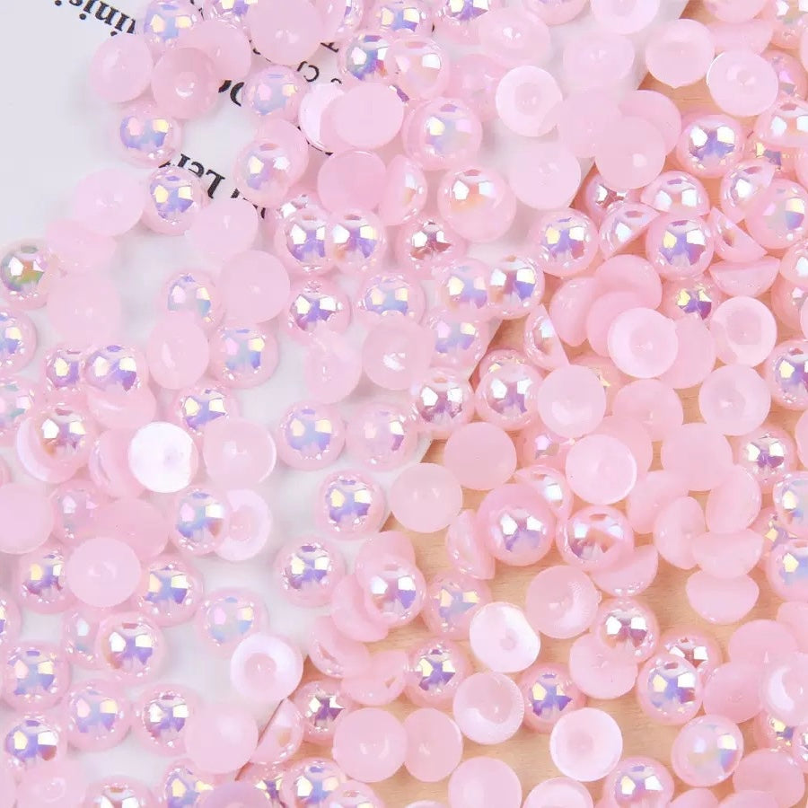 FS3639-4mm AB Half Pearl Looking Half Acrylic Pearl Patch For Making Fancy Beads Or Fancy Pen